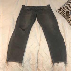 Mother Ripped Gray Jeans
